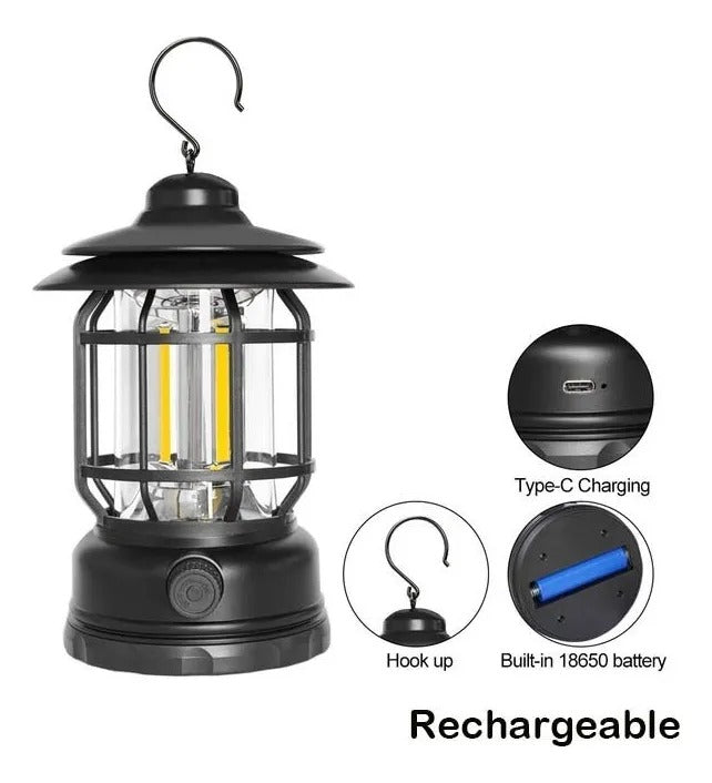 Lampara Led Camping Vintage Retro Recargable USB