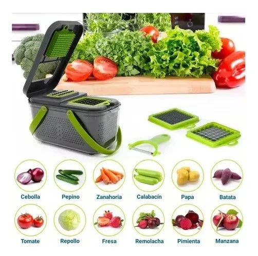 Picador De Verduras Y Frutas Multifuncuinal Set Piezas 22 Verde Lima