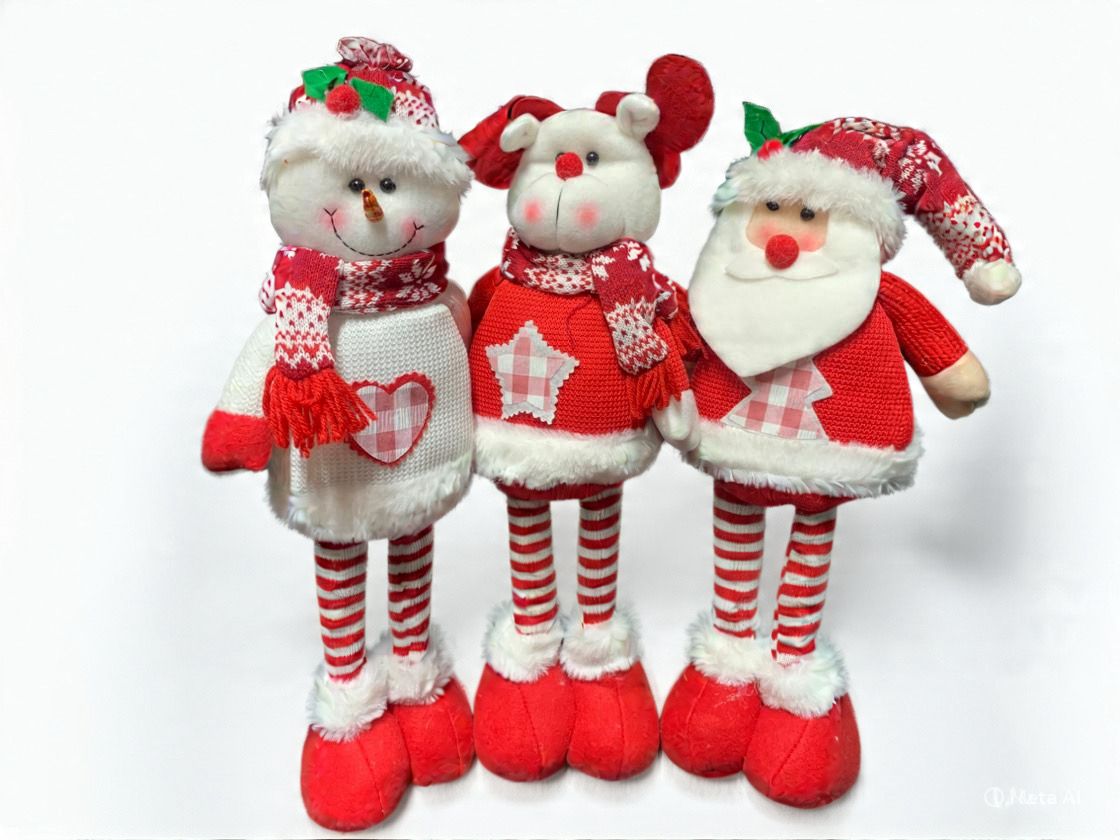 Pack 3 Monos Patas Larga Pascuero Reno Mono Nieve Muñecos Navidad