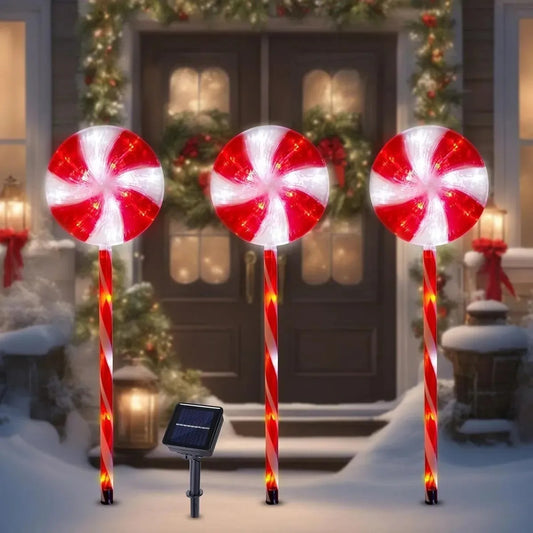 Pack X5 Estacas Solares Luces Navideñas Luces De Navidad Led Multicolores
