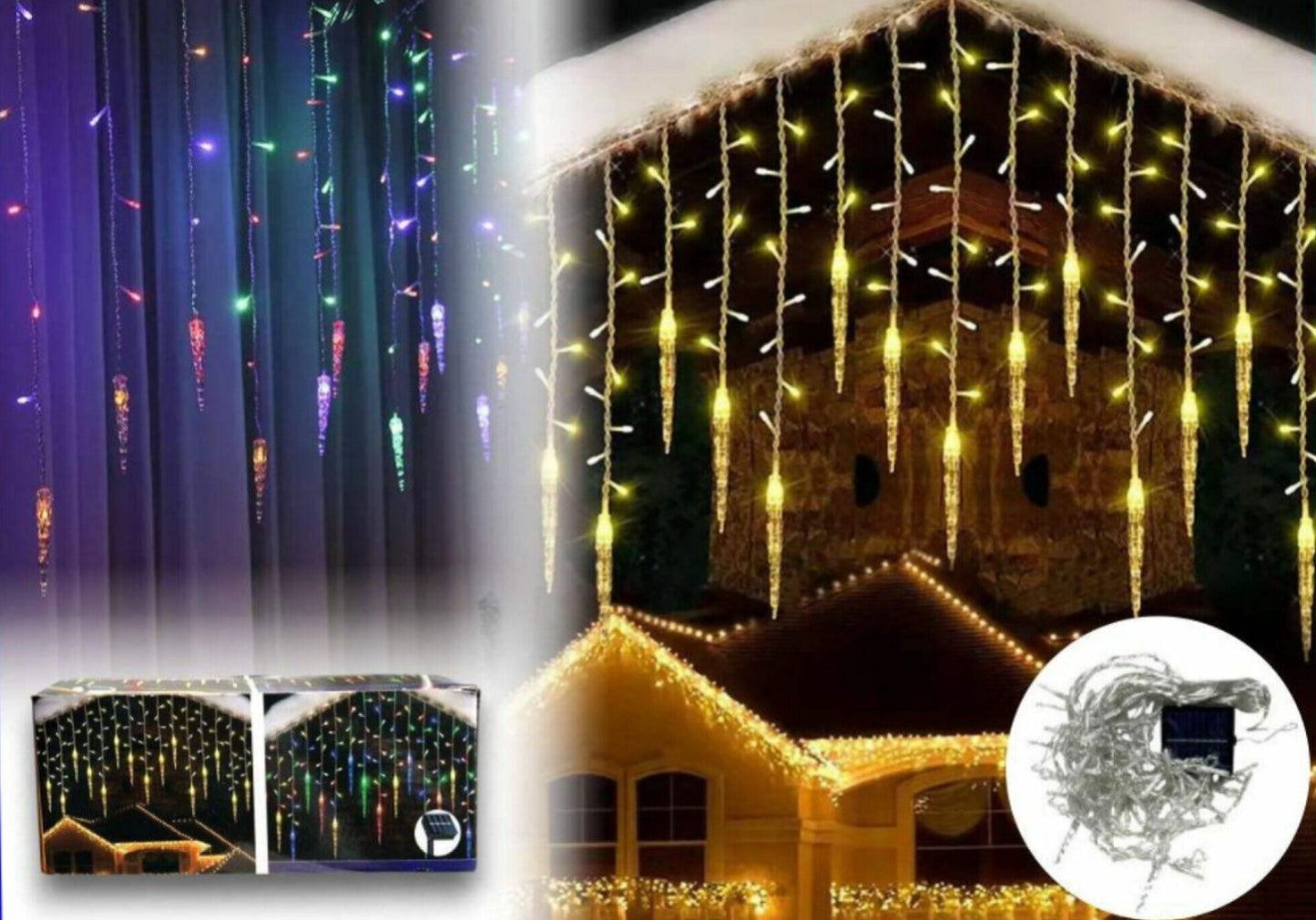 Luces navideñas Cascada Solar 3M En Forma De Hielo