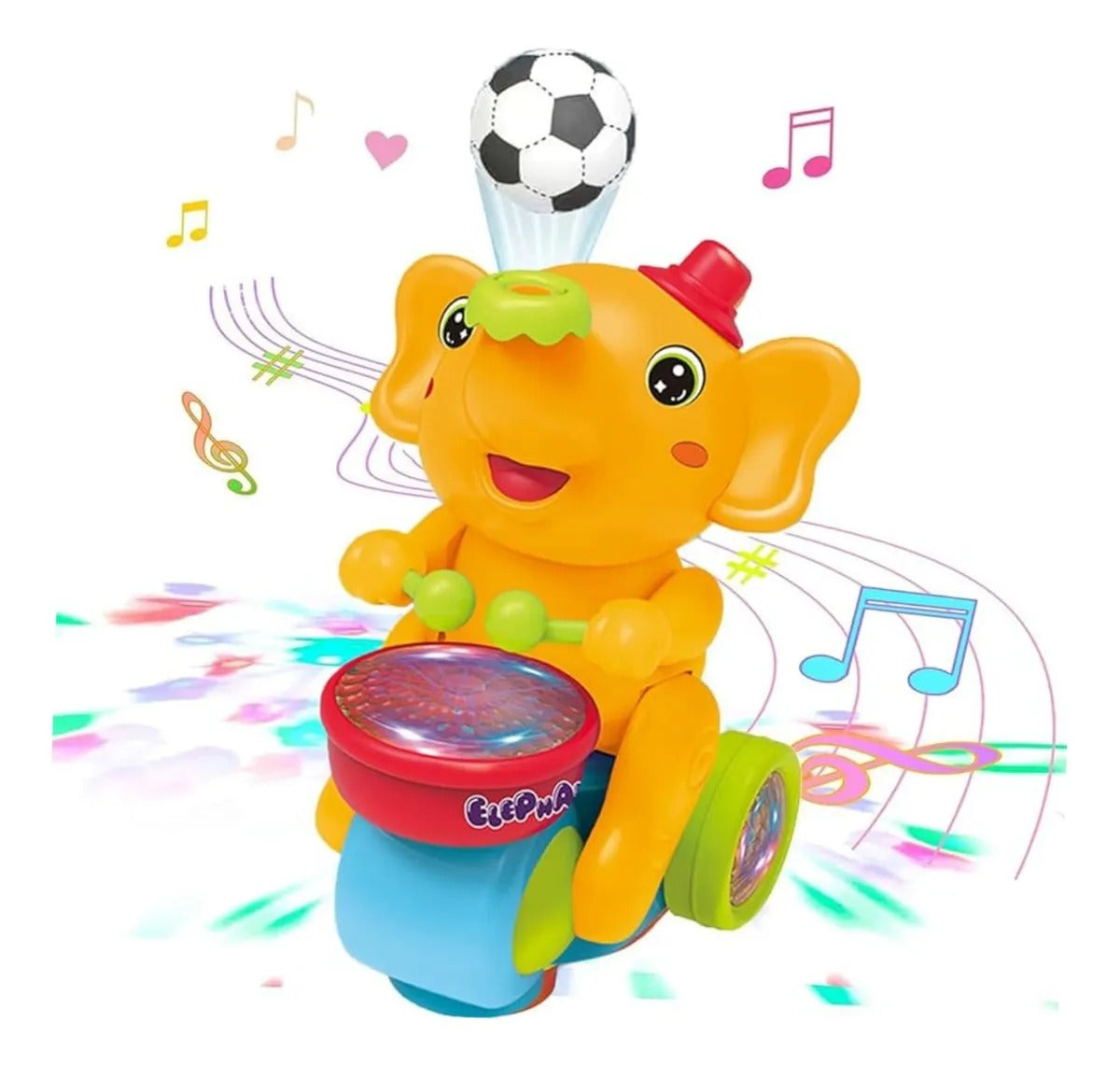 Elefante Interactivo con Tambor, Luz y Sonido | Juguete Musical