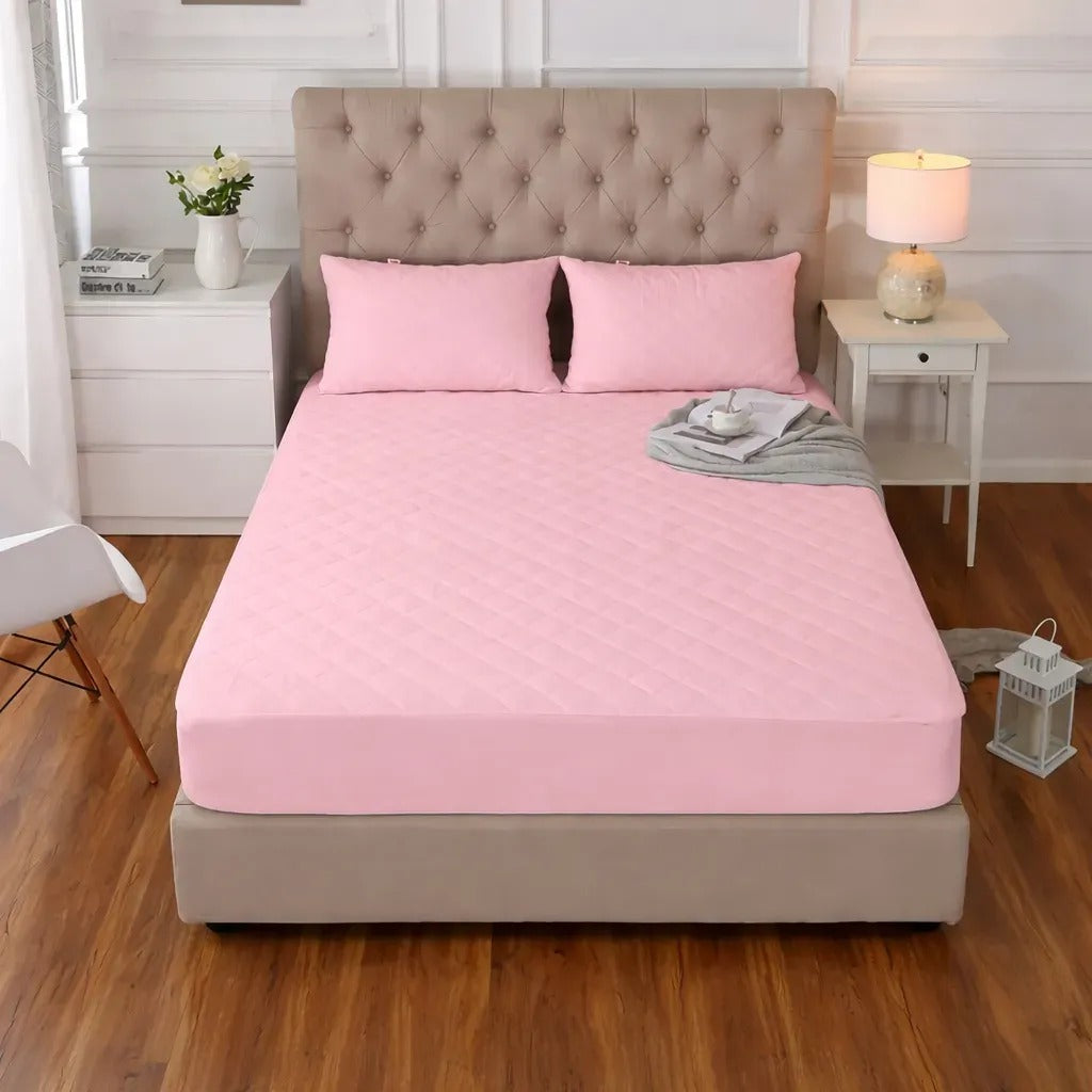 Cubre Colchón Impermeable Ajustable con Fundas Almohada – 1.5, 2 y 2.5 Plazas