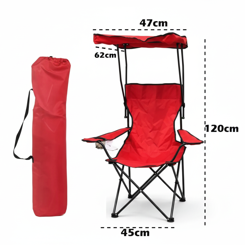 Silla Plegable Con Toldo Y Porta Vaso Playa C365