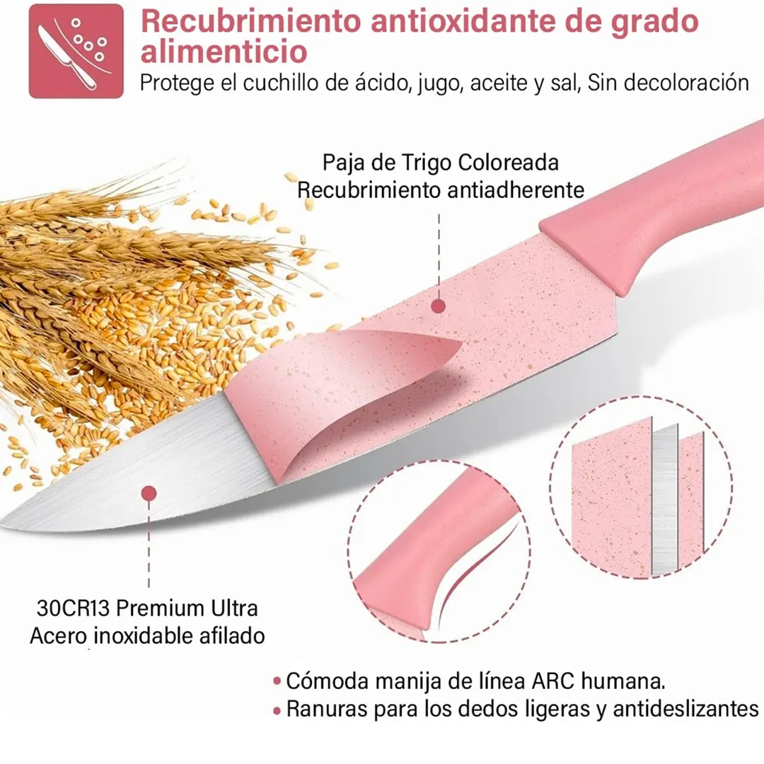Juego De 6 Cuchillos De Cocina Colorido