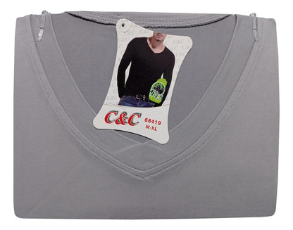 Camiseta Bambú Hombre Manga Larga Cuello V Y Cuello Redondo