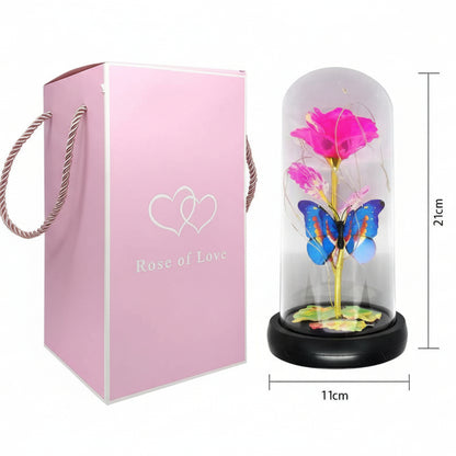 Rosa Eterna Luces Led Flor Eterna Artificial Cúpula Vidrio C8026 y C8029