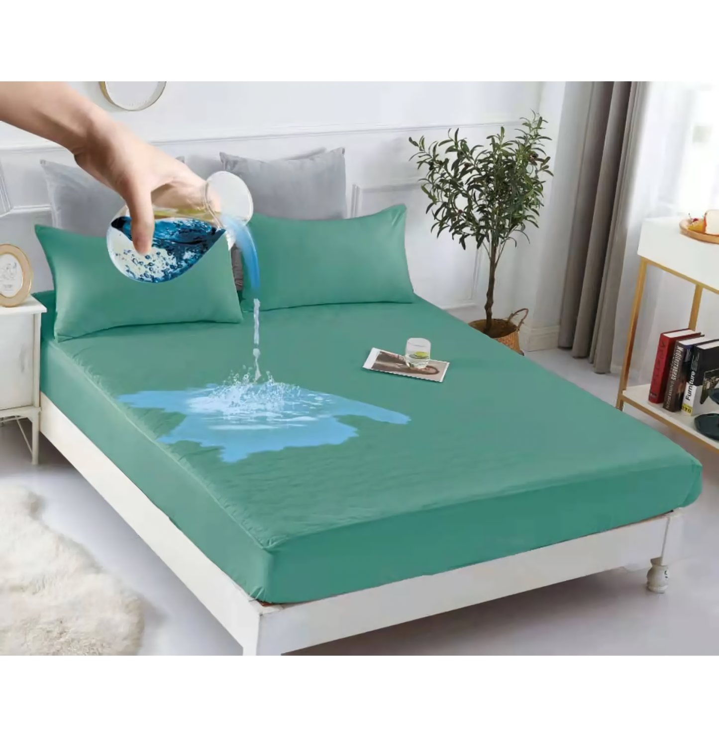 Cubre Colchón Impermeable Ajustable con Fundas Almohada – 1.5, 2 y 2.5 Plazas