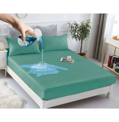 Cubre Colchón Impermeable Ajustable con Fundas Almohada – 1.5, 2 y 2.5 Plazas