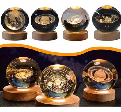 Lámpara De Noche Esfera Bola De Cristal Led RGBb Diseños 3d Muliticolor