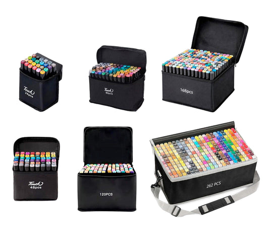 Rotuladores Doble Punta Profesionales 24, 48, 80, 120, 168 y 262 Piezas con Estuche