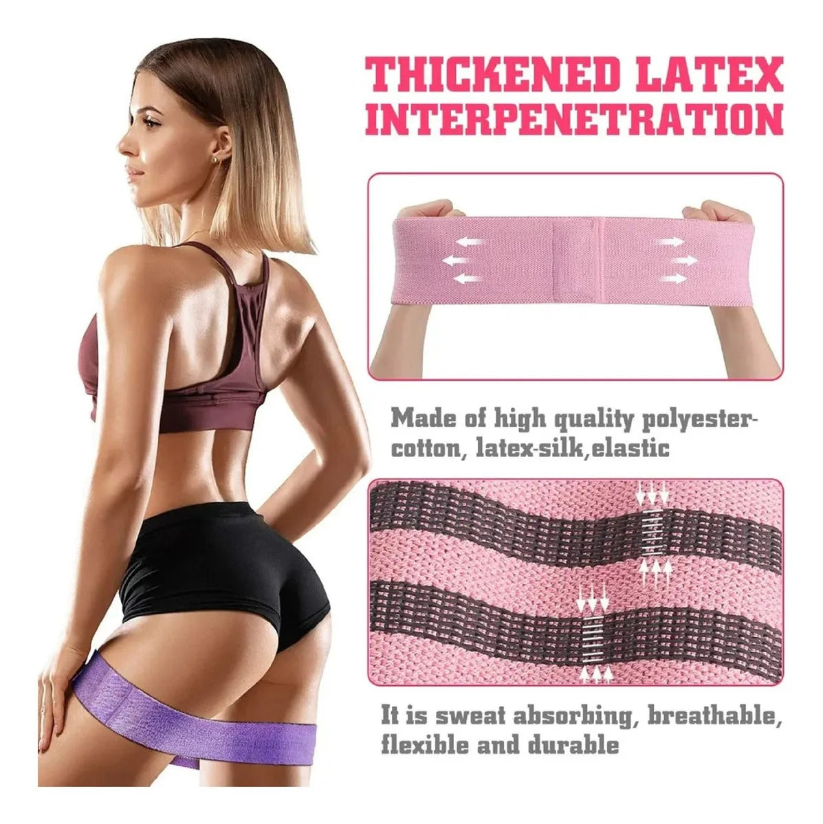 Bandas Elásticas Ejercicio Pro 3 Pcs De Tela Con Bolso Yoga