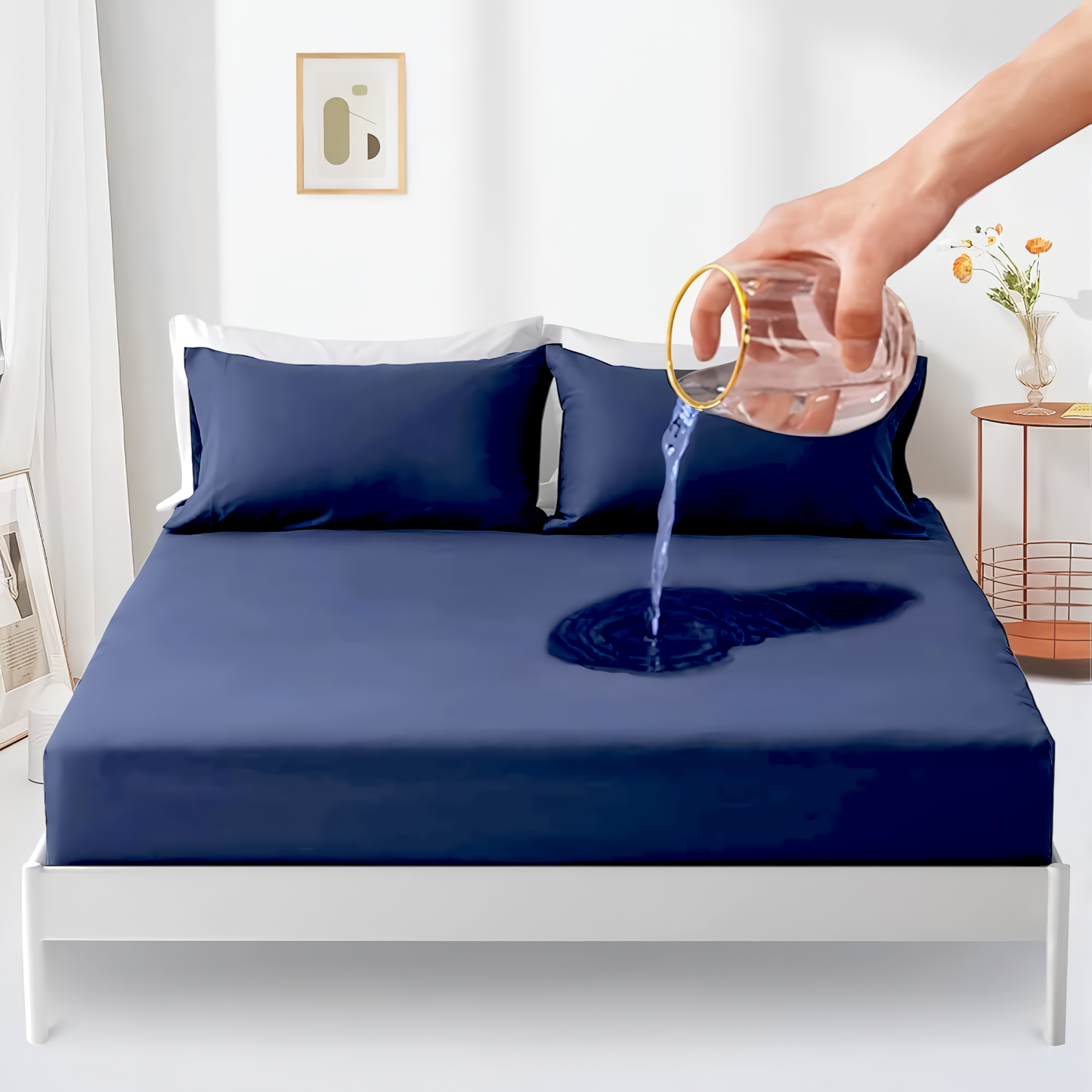 Cubre Colchón Impermeable Ajustable con Fundas Almohada – 1.5, 2 y 2.5 Plazas