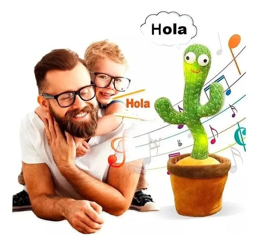 Cactus Bailarín Musical Repetidor Recargable Voz Interactivo Verde