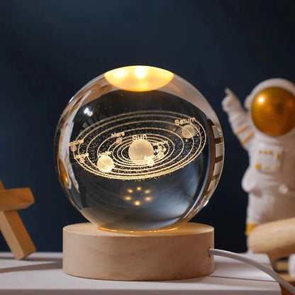 Lámpara De Noche Esfera Bola De Cristal Led RGBb Diseños 3d Muliticolor