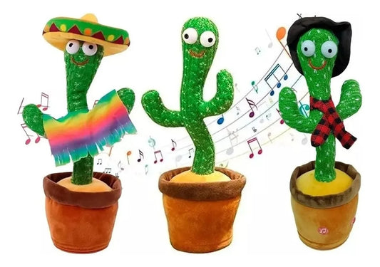 Cactus Bailarín Musical Repetidor Recargable Voz Interactivo Verde