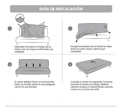 Funda Protectora Cubre Futón De Tela Premium Cuadrille