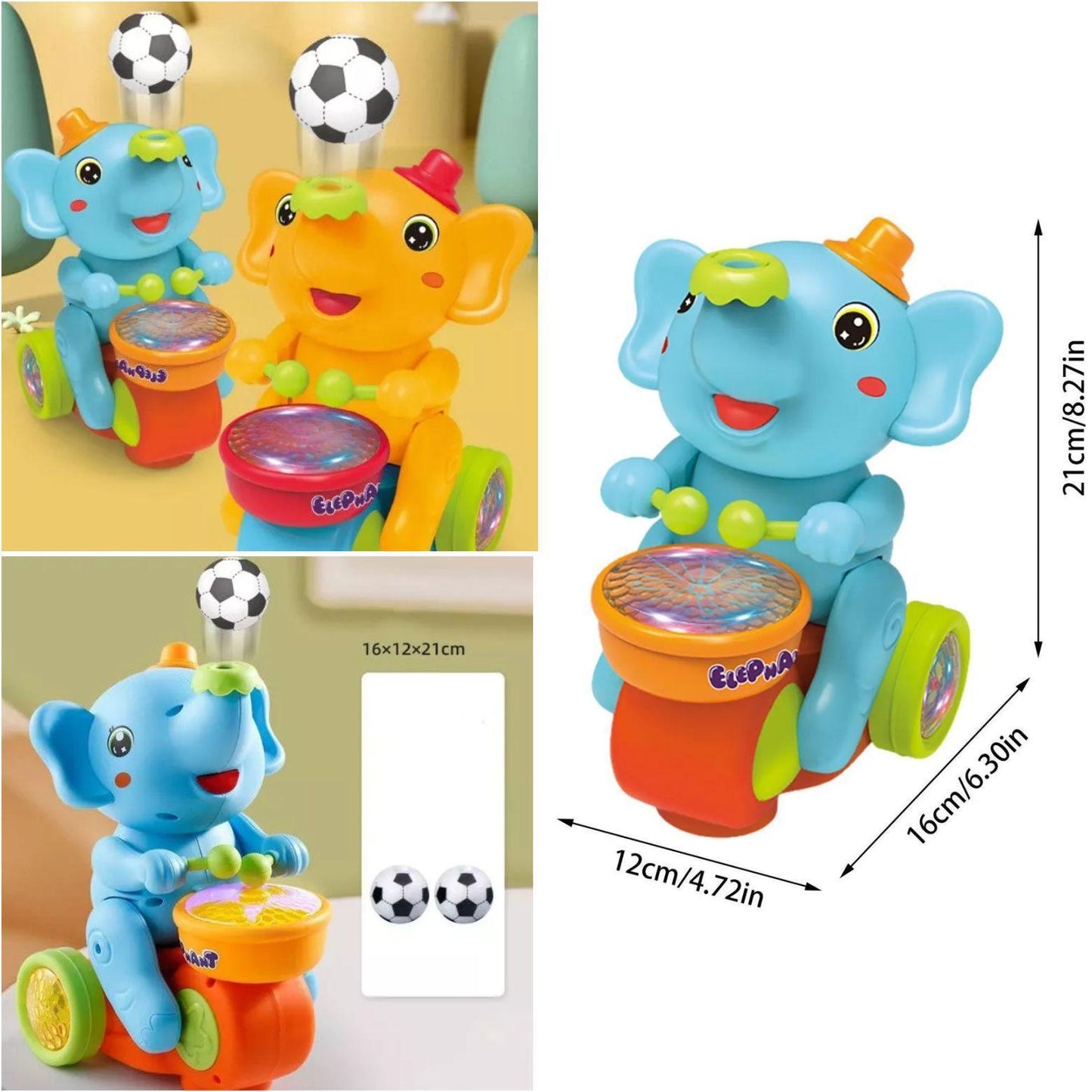 Elefante Interactivo con Tambor, Luz y Sonido | Juguete Musical