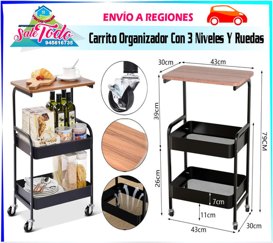 Carrito Organizador Con 3 Niveles Y Ruedas  SA39