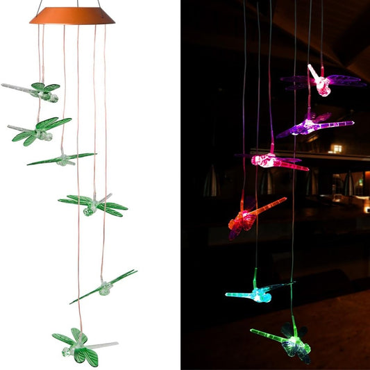 Libélula De Viento Luz Led Solar Colgante Variedad Diseños