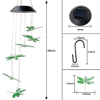 Libélula De Viento Luz Led Solar Colgante Variedad Diseños