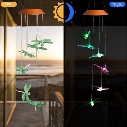 Libélula De Viento Luz Led Solar Colgante Variedad Diseños