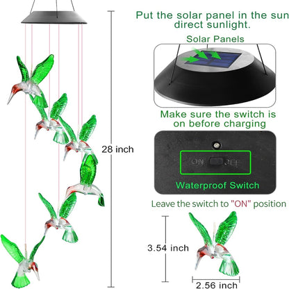 Carillón De Viento Luz Led Solar Colgante Variedad Diseños