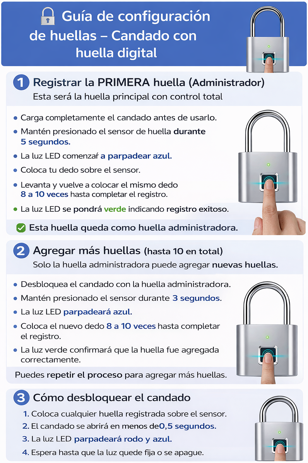 Candado Inteligente Con Huella Digital | C043