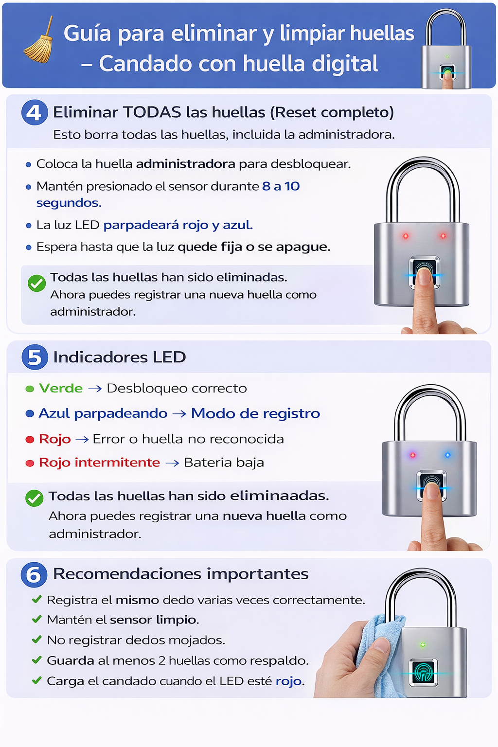 Candado Inteligente Con Huella Digital | C043