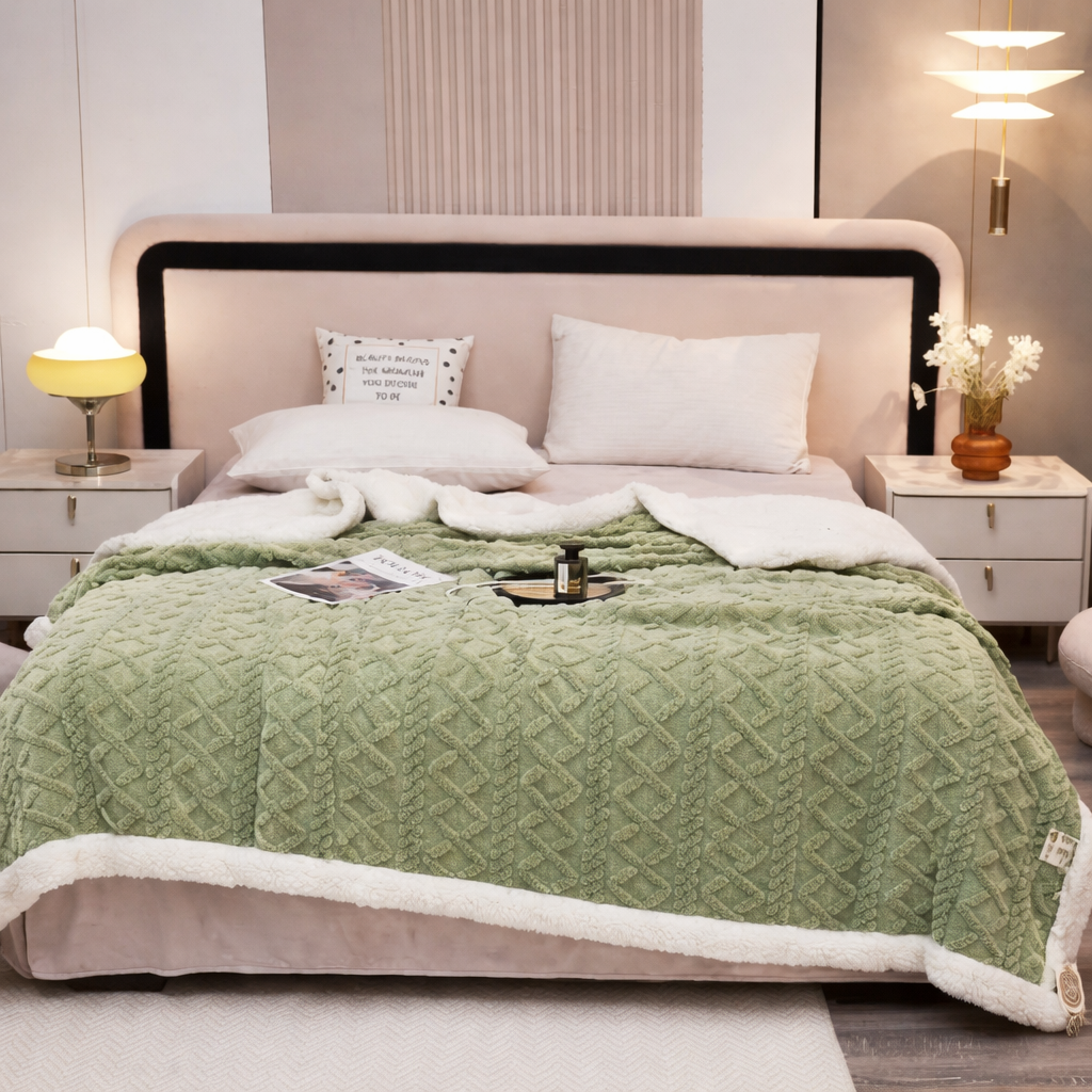 Frazada Sherpa Térmica Trenzada – 2 y 2.5 Plazas | Varios Colores