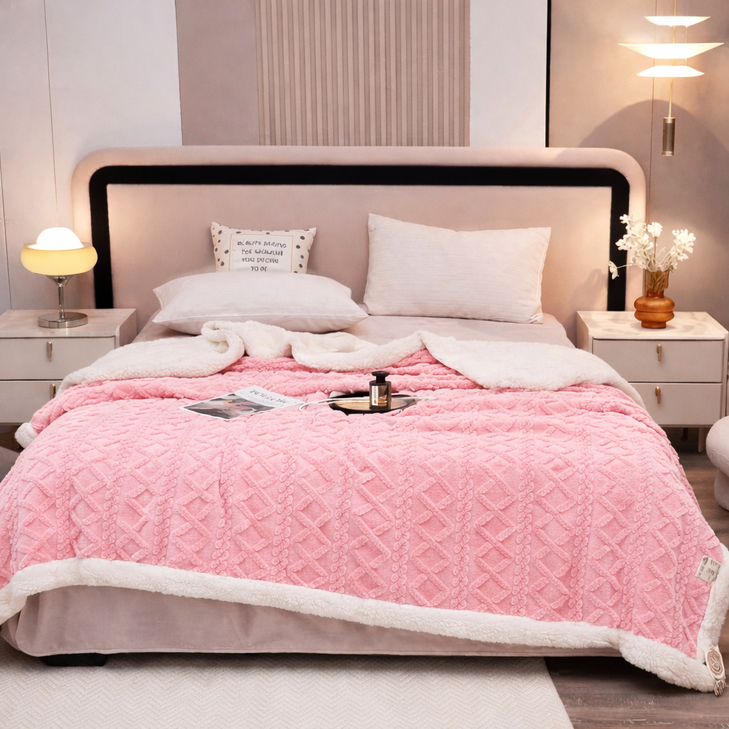 Frazada Sherpa Térmica Trenzada – 2 y 2.5 Plazas | Varios Colores