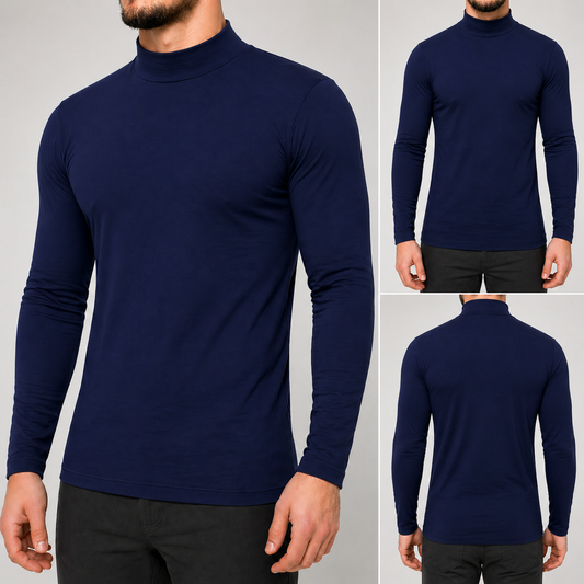 Camiseta Bambú Hombre Cuello Alto Primera Capa Slim Fit