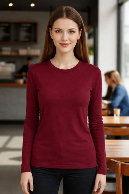 Camisetas Polar Mujer Manga Larga Cuello Redondo