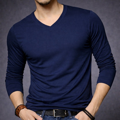 Camiseta Bambú Hombre Manga Larga Cuello V Y Cuello Redondo
