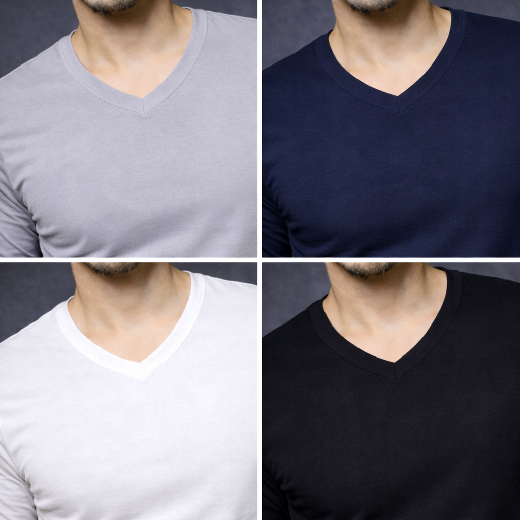 Camiseta Bambú Hombre Manga Larga Cuello V Y Cuello Redondo