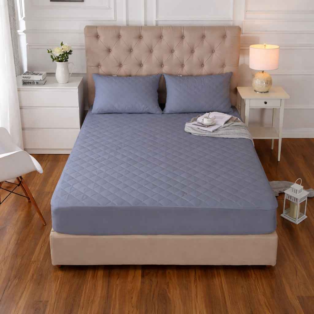 Cubre Colchón Impermeable Ajustable con Fundas Almohada – 1.5, 2 y 2.5 Plazas