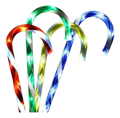 Set 5 Bastones Luces Led Solar De 60cm Caramelo Navidad