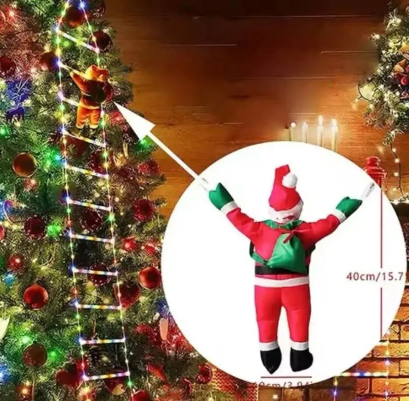Viejo Pascuero En Escalera 1.6m Con Luces Led Solares