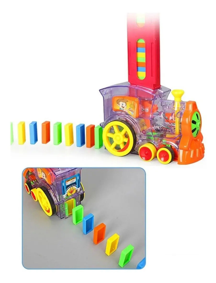 Tren Domino Mágico Para Niños 80 Pcs Luces Y Sonidos +3años