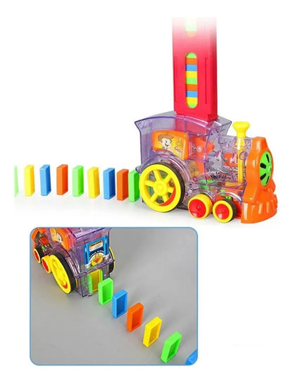 Tren Domino Mágico Para Niños 80 Pcs Luces Y Sonidos +3años