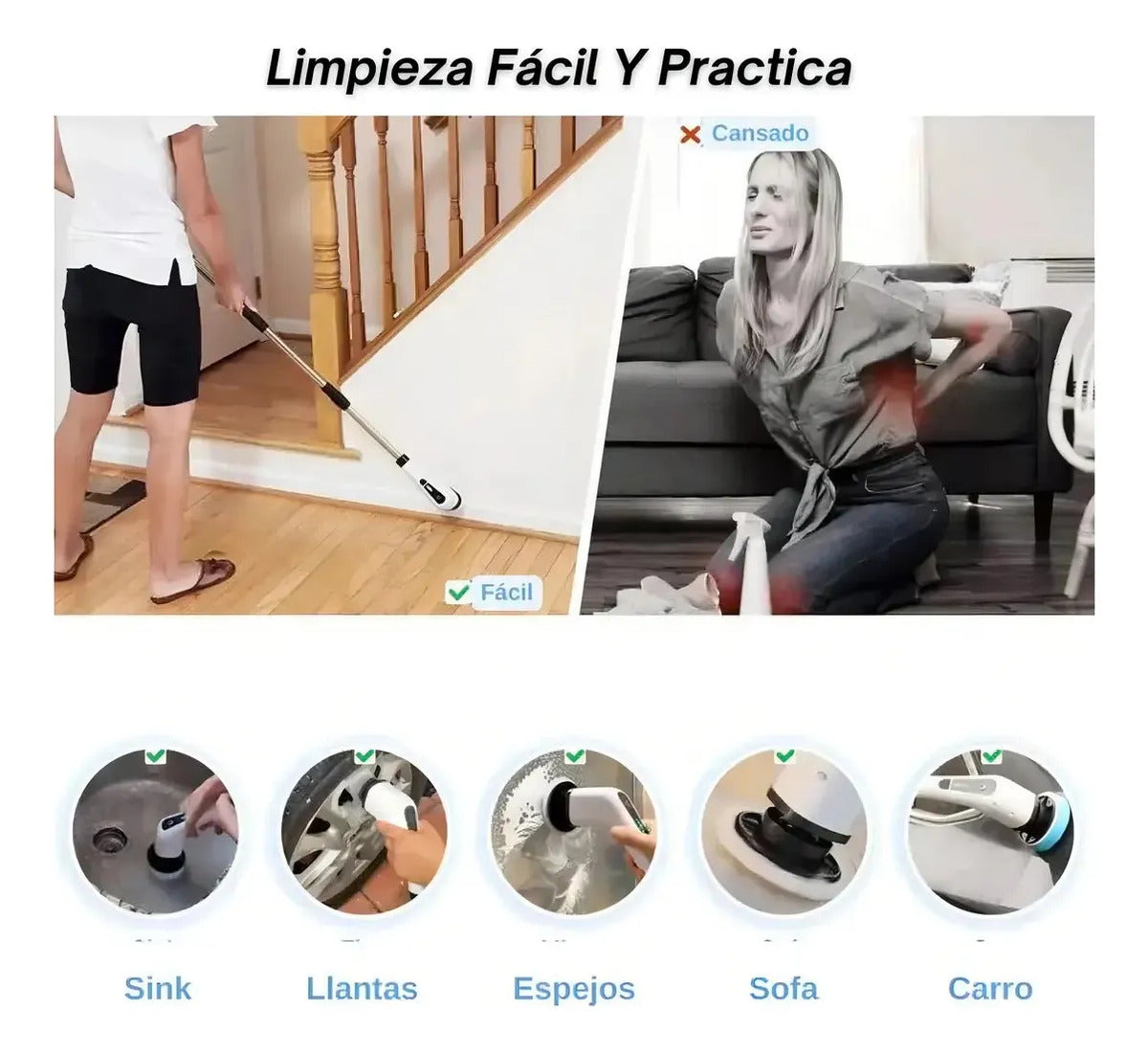 Cepillo Electrico Limpieza Multiuso Hogar Inalambrico 7 En 1