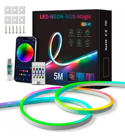 Tira LED Neón RGB Magic 5M IP67 USB con Bluetooth y Control