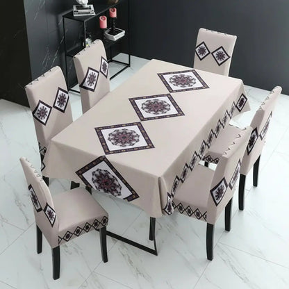 Set 6 Fundas Sillas Elásticas Con Mantel Premium 7 Piezas