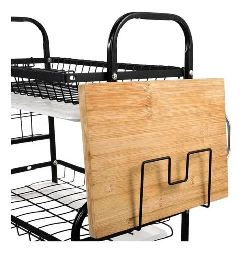 Secaplatos Escurridor Y Organizador Platos 2 Niveles Negro