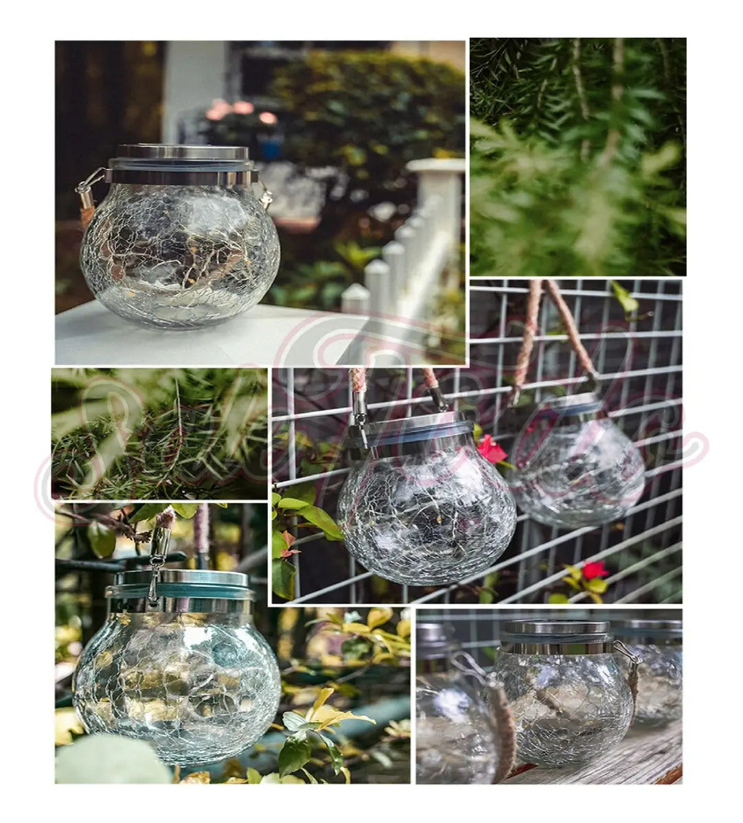 Lámpara Esfera LED Solar de Cristal Agrietado – Variedad de Colores