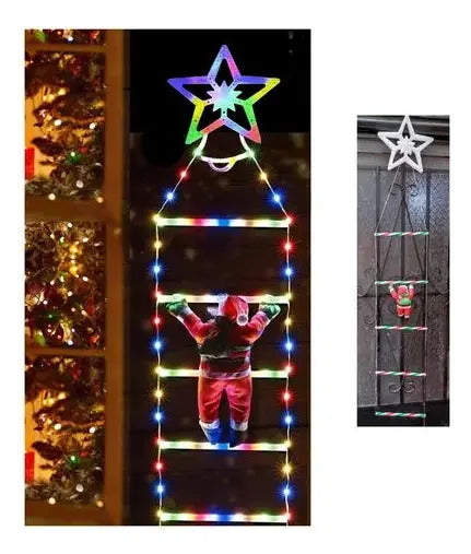 Viejo Pascuero En Escalera 1.6m Con Luces Led Solares