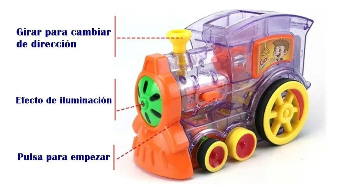 Tren Domino Mágico Para Niños 80 Pcs Luces Y Sonidos +3años