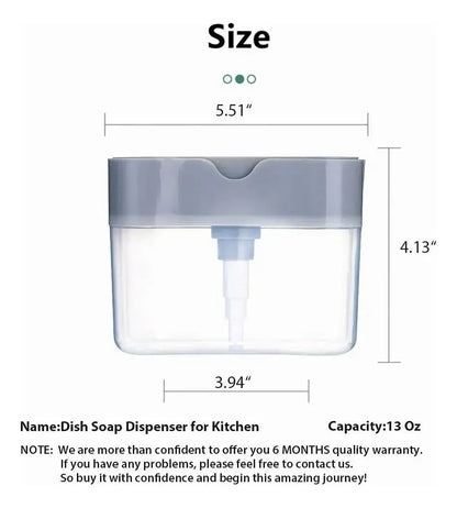 Dispensador De Lava Lozas Manual Para Cocina + Esponja