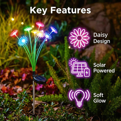 Pack 2 Luz Solar Decorativa Margaritas De 8 Led De Jardín