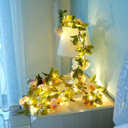 Guirnalda Rosas Artificial Led Solar 2 Mts Jardín Navidad
